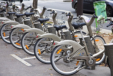 Velib bicycles in Paris, France, Europe