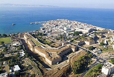 Aerial old city of Acre in the western Galilee, Israel