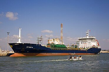 Cargo ship in the port of Haifa, Israel