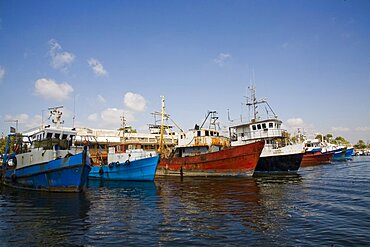 Fishing boats in the port of Haifa, Israel