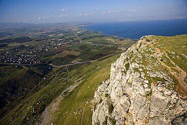 Aerial Arbel cliff in the Galilee, Israel