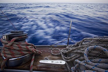 Sail boat cruising on the Mediterranean sea