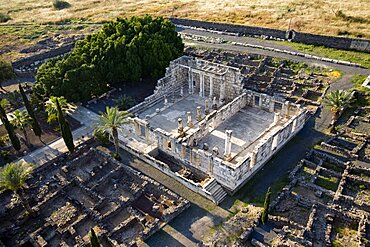 Aerial ruins of Capernaum near the Sea of Galilee, Israel