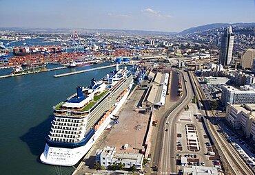 The luxury passenger ship of Celebrity Equinox docking in the port of Haifa