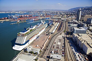 The luxury passenger ship of Celebrity Equinox docking in the port of Haifa