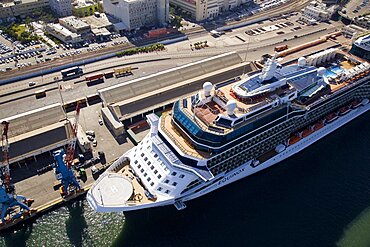 The luxury passenger ship of Celebrity Equinox docking in the port of Haifa