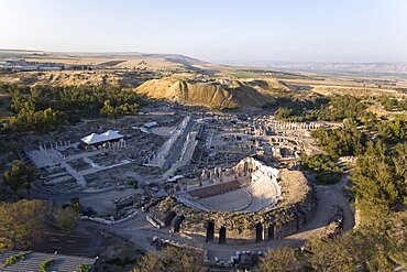 Aerial ruins of the Roman city of Beit Shean in the Jordan valley, Israel