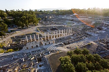 Aerial ruins of the Roman city of Beit Shean in the Jordan valley, Israel