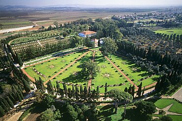 Aerial Bahai Gardens in the Western Galilee, Israel