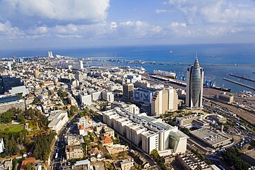 Aerial photograph of downtown Haifa, Israel