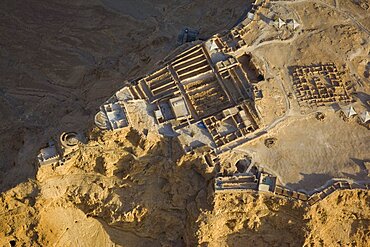 Aerial archeologic site of Masada in the Judean Desert, Israel