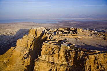 Aerial archeologic site of Masada in the Judean Desert, Israel