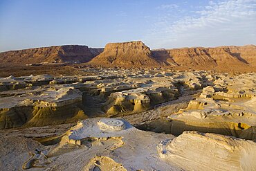 Low altitude view of the archeologic site of Masada in the Judean desert, Israel