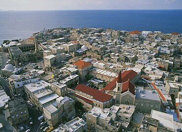 Aerial old city of Acre, Israel