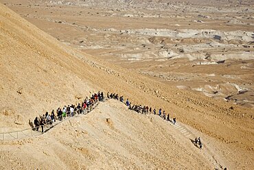 Serpent path leading to the archeologic site of Masada in the Judean desert, Israel