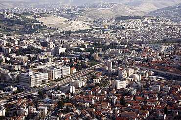 Aerial old and new city of Jerusalem, Israel