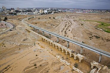 Aerial Beer Sheva stream after a flood, Israel