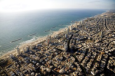 Aerial photograph of Tel Aviv's coastline, Israel