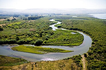 Aerial northern basin of the Sea of Galilee, Israel