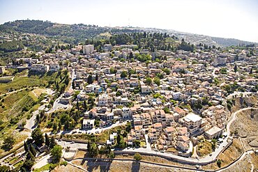 Aerial town of Zefat in the Upper Galilee, Israel