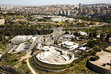 Aerial Shrine of the Book in Western Jerusalem, Israel