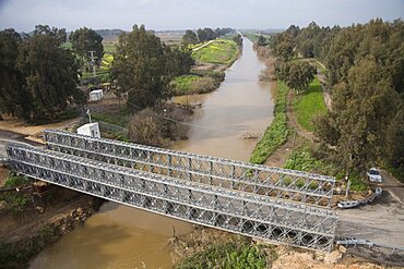 Aerial Jordan river in the Upper Galilee, Israel