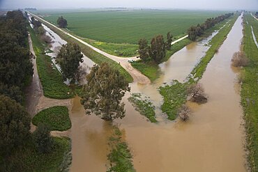 Aerial Jordan river in the Upper Galilee, Israel