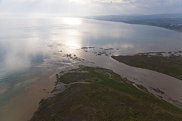 Aerial northern basin of the sea of Galilee, Israel