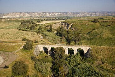 Aerial old Turkish bridge in the Jordan Valley, Israel