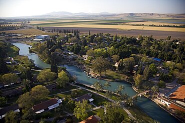 Aerial photograph of Kibutz Nir David in the Lower Galilee, Israel