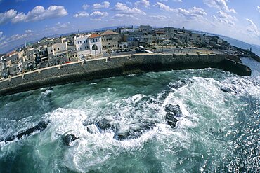 Wide view of the old city of Acre, Israel