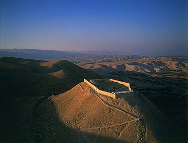 Aerial view of the fortress of Dok in the judea desert, Israel