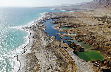 Aerial northern basin of the Dead Sea, Israel