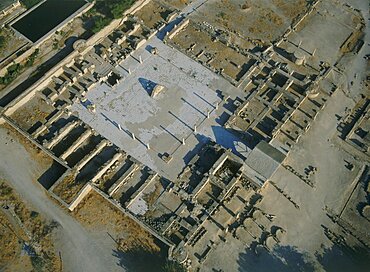 Aerial view of the Hisham's Palace in the Judea Desert, Israel