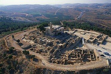 Aerial mosque of Nabi Samwil at Judea, Israel