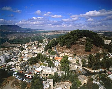 Aerial view of the Castle of Safed in the Upper Galilee, Israel