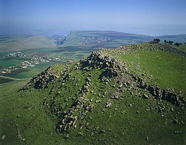 Aerial view of the battlefield at the Horn of Hattin in the Lower Galilee, Israel