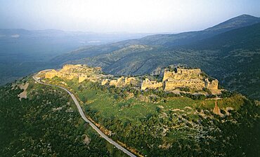 Aerial view of the fortress of Nimrud in the northern Golan Heights, Israel