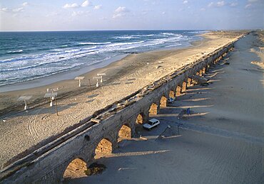 Aerial Roman Aqueduct of Caesarea, Israel