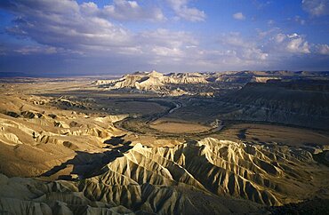 Aerial photograph of Zin river in the Negev desert, Israel