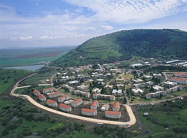 Aerial village of Merom Golan in the Northern Golan Heights, Israel