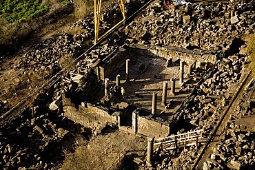 Aerial ruins of Oom El Kanatir in the southern Golan Heights, Israel