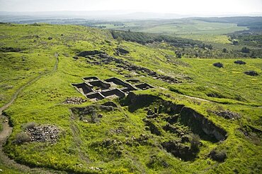 Aerial Prehistoric site of Yarmuth in the Plain, Israel