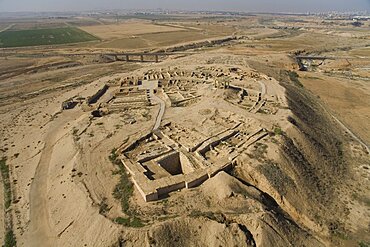 Aerial ruins of Tel Sheva in the northern Negev Desert, Israel