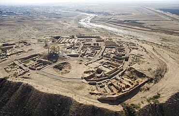 Aerial ruins of Tel Sheva in the northern Negev Desert, Israel