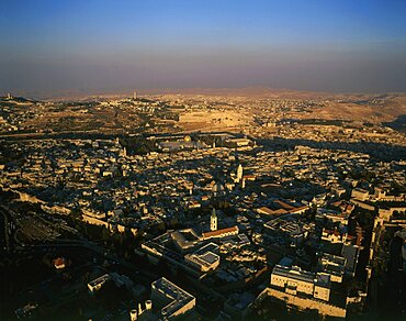 Aerial old city of Jerusalem, Israel