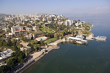 Aerial city of Tiberias in the Sea of Galilee, Israel