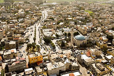 Aerial Arab village of Ax'al in the lower Galilee, Israel