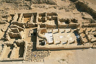 Aerial ruins of Mamshit in the Negev desert, Israel