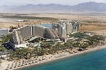 Aerial Hotels of the city of Eilat, Israel